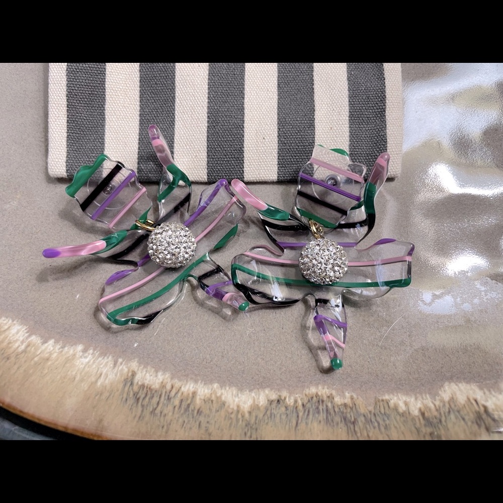 New Lele Sadoughi Crystal Lilly earrings